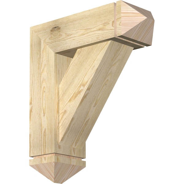 Ekena Millwork Traditional Arts and Crafts Rough Sawn Bracket w/ Offset Brace, Douglas Fir, 8"W x 24"D x 28"H BKT0806X24X28TRA03RDF - main